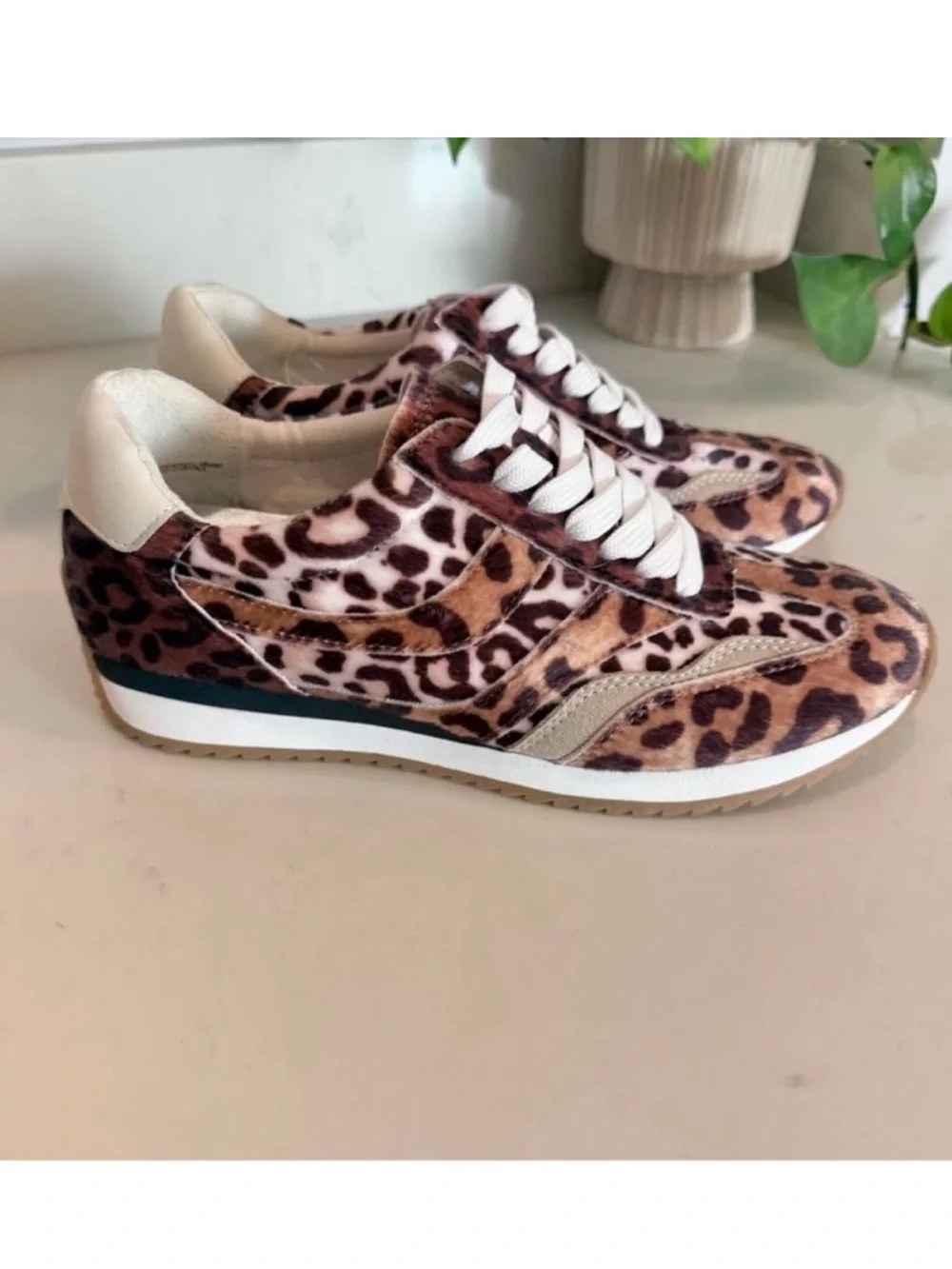Dolce Vita Brown Mixed Media Leopard Sneakers